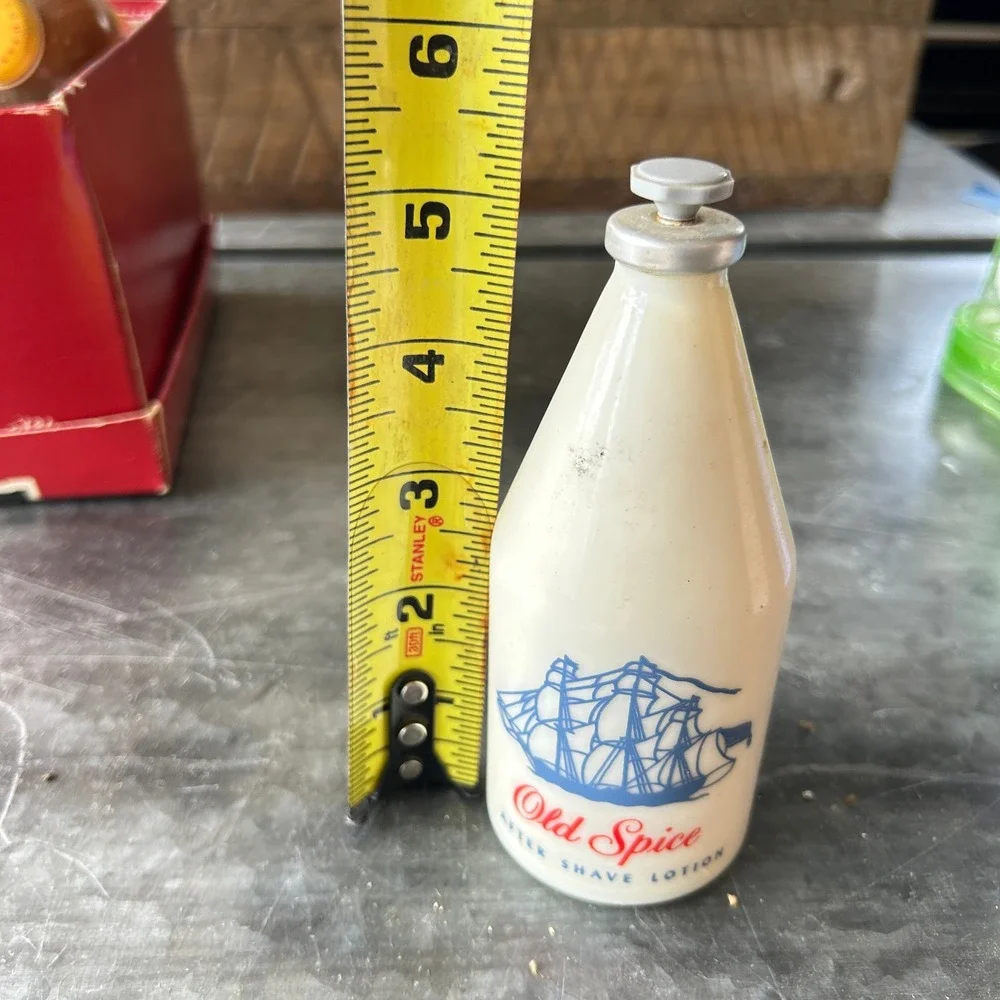 Vintage Shulton Old Spice After Shave Milk Glass Ship Bottle 4.75 Oz USA